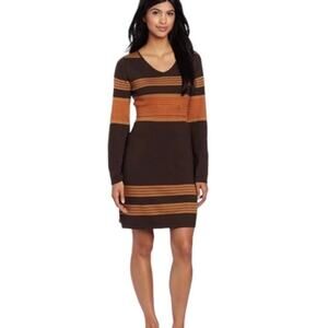 PrAna Sydney Striped Knit Bell Sleeve V-Neck Sweater‎ Belted Dress Sz S